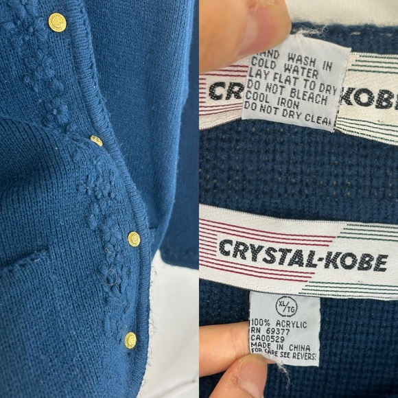 Vintage Crystal Kobe Navy Cardigan with Gold Buttons - Picture 8 of 8